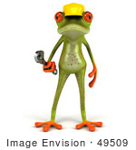 #49509 Royalty-Free (Rf) Illustration Of A 3d Red Eyed Tree Frog Contractor Wearing A Hard Hat And Holding A Wrench - Version 1