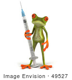 #49527 Royalty-Free (Rf) Illustration Of A 3d Red Eyed Tree Frog With A Swine Flue Vaccine Syringe