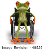 #49529 Royalty-Free (Rf) Illustration Of A Handicap 3d Red Eyed Tree Frog Using A Wheelchair - Version 2