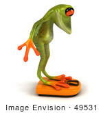 #49531 Royalty-Free (Rf) Illustration Of A 3d Red Eyed Tree Frog Standing On A Scale - Pose 2
