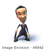 #49542 Royalty-Free (Rf) Illustration Of A 3d Businessman Mascot Pouting - Version 8