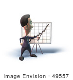 #49557 Royalty-Free (Rf) Illustration Of A 3d Businessman Mascot Discussing Statistics - Version 6
