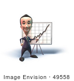 #49558 Royalty-Free (Rf) Illustration Of A 3d Businessman Mascot Discussing Statistics - Version 5