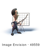 #49559 Royalty-Free (Rf) Illustration Of A 3d Businessman Mascot Discussing Statistics - Version 4