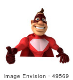 #49569 Royalty-Free (Rf) Illustration Of 3d Red Superhero Holding A Blank Sign