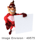 #49575 Royalty-Free (Rf) Illustration Of A 3d Red Superhero Holding A Blank White Sign - Pose 2