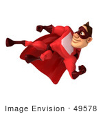#49578 Royalty-Free (Rf) Illustration Of A 3d Red Superhero Kicking Hard - Version 2