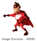 #49580 Royalty-Free (Rf) Illustration Of A 3d Red Superhero Punching To The Side