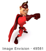 #49581 Royalty-Free (Rf) Illustration Of A 3d Red Superhero Punching With His Fist