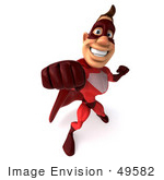 #49582 Royalty-Free (Rf) Illustration Of A 3d Red Superhero Punching Out