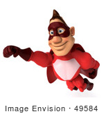#49584 Royalty-Free (Rf) Illustration Of 3d Red Superhero Smiling And Flying