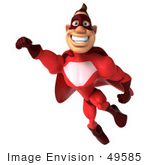 #49585 Royalty-Free (Rf) Illustration Of A 3d Red Superhero Smiling And Flying