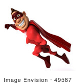 #49587 Royalty-Free (Rf) Illustration Of A 3d Red Superhero Flying - Pose 2