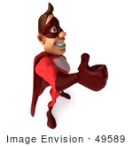 #49589 Royalty-Free (Rf) Illustration Of A 3d Red Superhero Giving The Thumbs Up - Pose 3