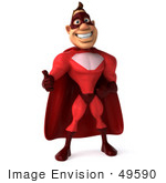 #49590 Royalty-Free (Rf) Illustration Of A 3d Red Superhero Giving The Thumbs Up - Pose 1