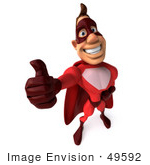 #49592 Royalty-Free (Rf) Illustration Of A 3d Red Superhero Giving The Thumbs Up - Pose 2