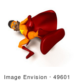 #49601 Royalty-Free (Rf) Illustration Of A 3d Black Superhero Kicking - Version 2