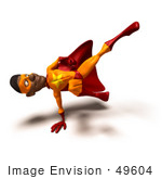 #49604 Royalty-Free (Rf) Illustration Of A 3d Black Superhero Kicking - Version 3
