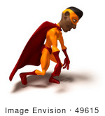 #49615 Royalty-Free (Rf) Illustration Of A 3d Black Superhero Slouching