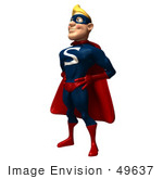 #49637 Royalty-Free (Rf) Illustration Of A 3d Male Super Guy Mascot Standing And Facing Left