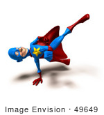 #49649 Royalty-Free (Rf) Illustration Of A 3d Masked Superhero Kicking - Version 8