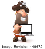 #49672 Royalty-Free (Rf) Illustration Of A 3d Pirate Character Carrying A Laptop - Pose 1