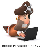 #49677 Royalty-Free (Rf) Illustration Of A 3d Pirate With A Laptop - Version 2