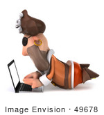 #49678 Royalty-Free (Rf) Illustration Of A 3d Pirate Using A Laptop - Pose 1
