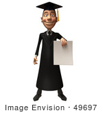 #49697 Royalty-Free (Rf) Illustration Of A 3d College Graduate Holding A Blank Diploma - Version 1