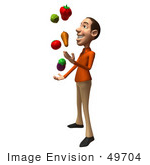#49704 Royalty-Free (Rf) Illustration Of A 3d White Man Mascot Juggling Veggies - Version 2