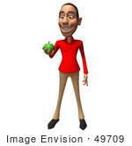 #49709 Royalty-Free (Rf) Illustration Of A 3d White Man Mascot Eating A Green Apple - Version 1