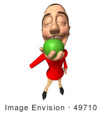 #49710 Royalty-Free (Rf) Illustration Of A 3d White Man Mascot Eating A Green Apple - Version 4