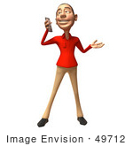 #49712 Royalty-Free (Rf) Illustration Of A 3d White Man Using A Cell Phone - Version 2