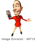 #49713 Royalty-Free (Rf) Illustration Of A 3d White Man Using A Cell Phone - Version 3