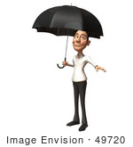 #49720 Royalty-Free (Rf) Illustration Of A 3d Young White Man Standing Under An Umbrella - Version 2