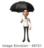 #49721 Royalty-Free (Rf) Illustration Of A 3d Young White Man Standing Under An Umbrella - Version 1