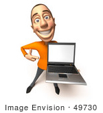 #49730 Royalty-Free (Rf) Illustration Of A 3d White Man Holding A Laptop - Version 1