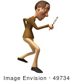 #49734 Royalty-Free (Rf) Illustration Of A 3d White Man Using A Magnifying Glass - Version 2