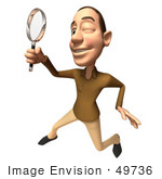 #49736 Royalty-Free (Rf) Illustration Of A 3d White Man Using A Magnifying Glass - Version 4