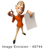 #49744 Royalty-Free (Rf) Illustration Of A 3d White Man Holding A Contract - Version 5