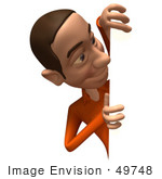 #49748 Royalty-Free (Rf) Illustration Of A 3d White Man Looking Around A Blank Sign - Version 2