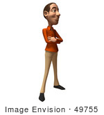 #49755 Royalty-Free (Rf) Illustration Of A 3d White Man Standing And Facing Right
