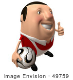 #49759 Royalty-Free (Rf) Illustration Of A 3d Chubby Soccer Player Carrying A Ball And Giving The Thumbs Up - Pose 2