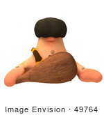 #49764 Royalty-Free (Rf) Illustration Of A 3d Caveman Mascot Holding A Club Over A Blank Sign - Version 1