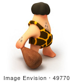 #49770 Royalty-Free (Rf) Illustration Of A 3d Caveman Mascot Carrying A Club - Version 4