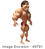#49791 Royalty-Free (Rf) Illustration Of A 3d Bodybuilder Mascot Standing - Version 4