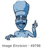 #49796 Royalty-Free (Rf) Illustration Of A 3d Chef Mascot Standing Behind A Blank Sign - Version 7