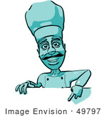 #49797 Royalty-Free (Rf) Illustration Of A 3d Chef Mascot Standing Behind A Blank Sign - Version 4