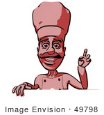 #49798 Royalty-Free (Rf) Illustration Of A 3d Chef Mascot Standing Behind A Blank Sign - Version 6