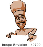 #49799 Royalty-Free (Rf) Illustration Of A 3d Chef Mascot Standing Behind A Blank Sign - Version 2